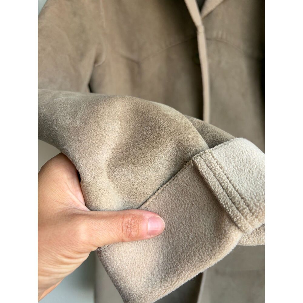 BAGATELLE Vintage 90s Tan Beige Faux Suede Button Front Jacket Coat Womens Small - Picture 4 of 5